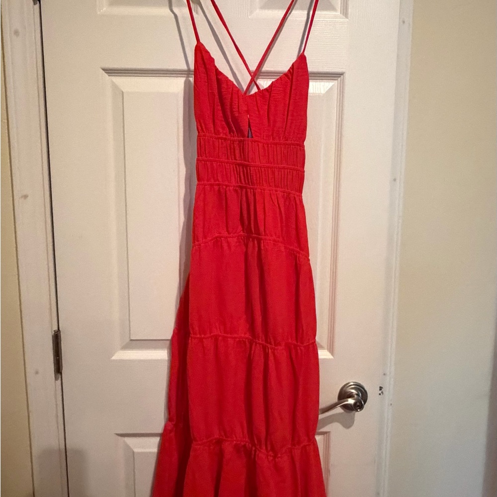 Monteau spaghetti Strap Orange Dress